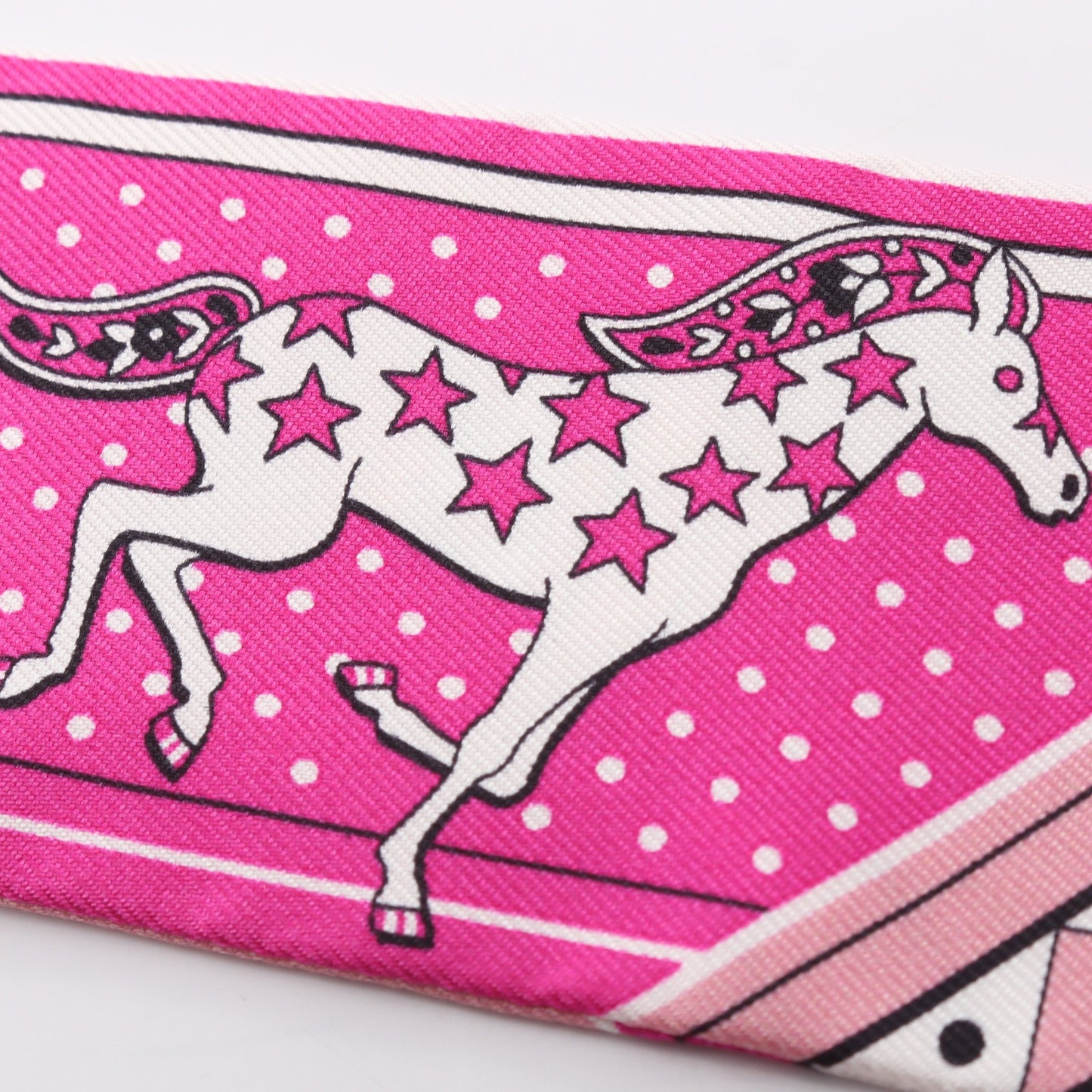 ツイリー Cheval de Coeur Bandana リボン スカーフ シルク ピンク ピンクパープル ホワイト エルメス