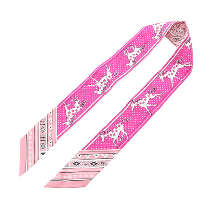 ツイリー Cheval de Coeur Bandana リボン スカーフ シルク ピンク ピンクパープル ホワイト エルメス