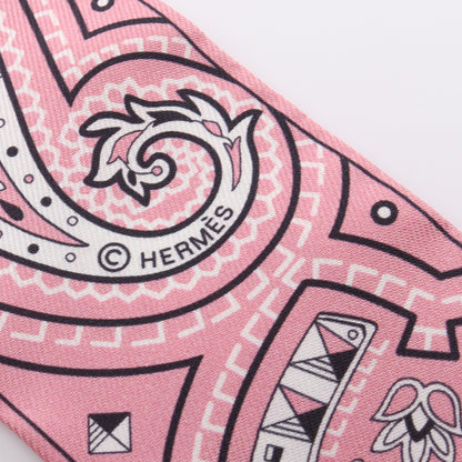ツイリー Cheval de Coeur Bandana リボン スカーフ シルク ピンク ピンクパープル ホワイト エルメス