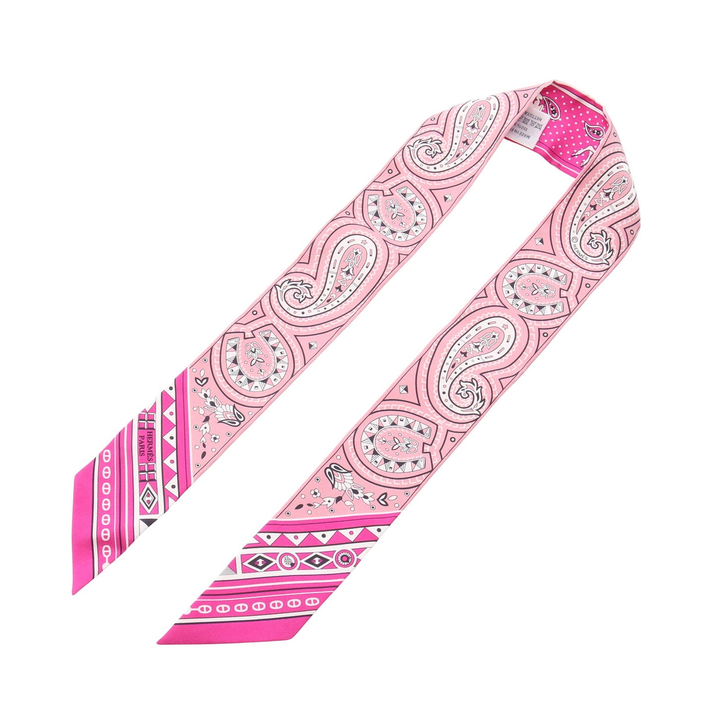 ツイリー Cheval de Coeur Bandana リボン スカーフ シルク ピンク ピンクパープル ホワイト エルメス
