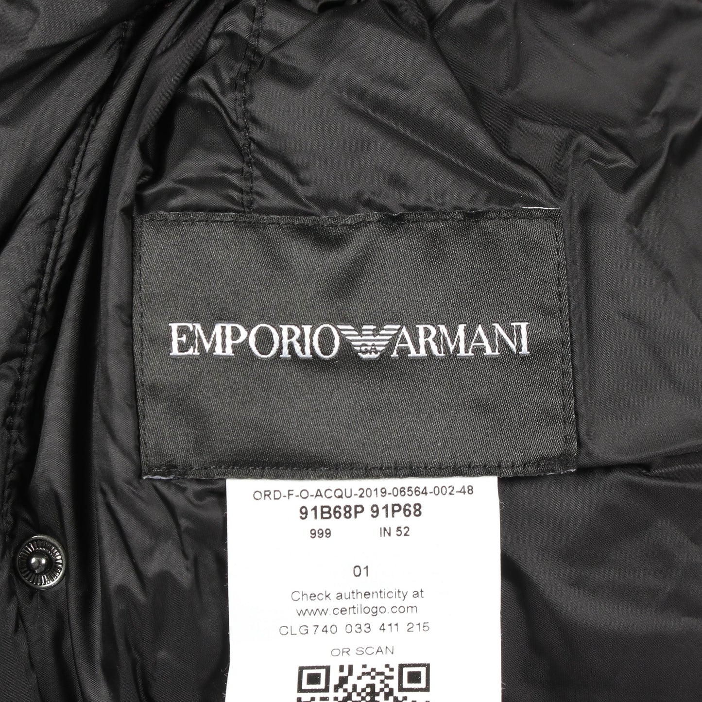 フード付き 中綿入り リバーシブル ジャケット レザー ナイロン ブラック エンポリオアルマーニ