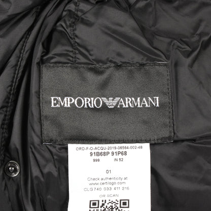 フード付き 中綿入り リバーシブル ジャケット レザー ナイロン ブラック エンポリオアルマーニ