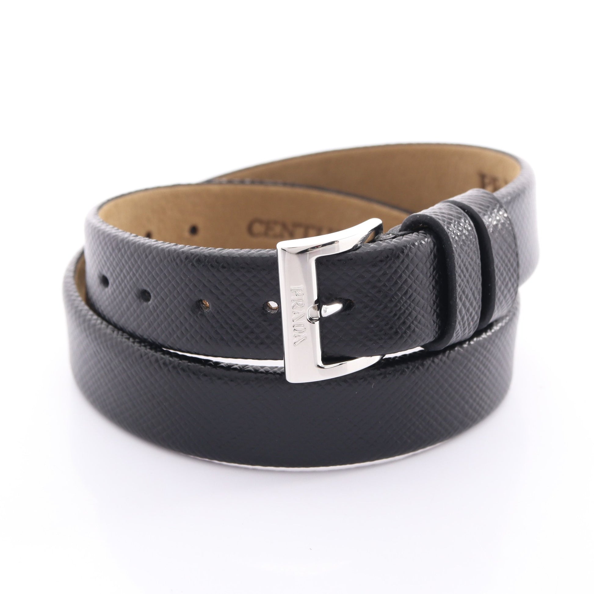 PRADA × AMEX CENTURION ブレスレット サフィアーノレザー ブラック プラダ アクセサリー PRADA