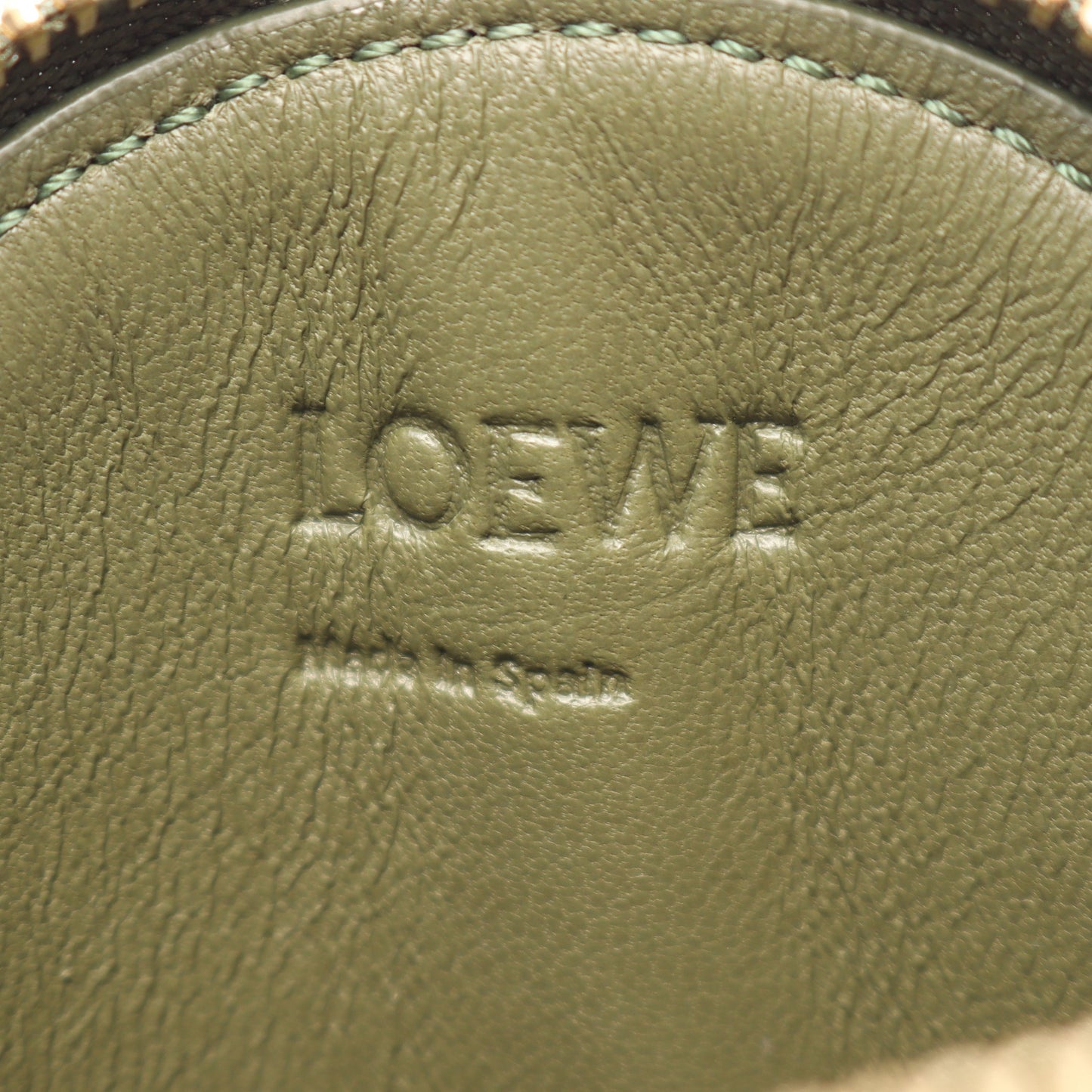 クッキーチャーム リピートアナグラム コインケース キャンバス レザー グリーン アイボリー ロエベ 財布・小物 LOEWE