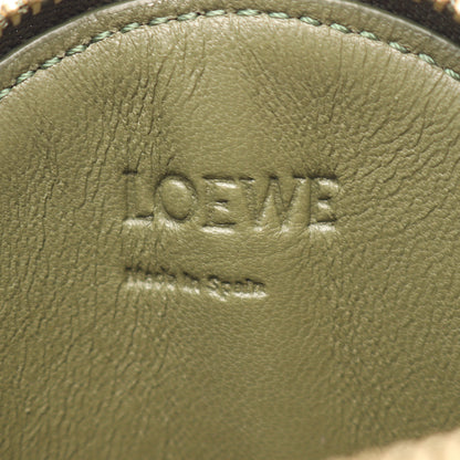 クッキーチャーム リピートアナグラム コインケース キャンバス レザー グリーン アイボリー ロエベ 財布・小物 LOEWE