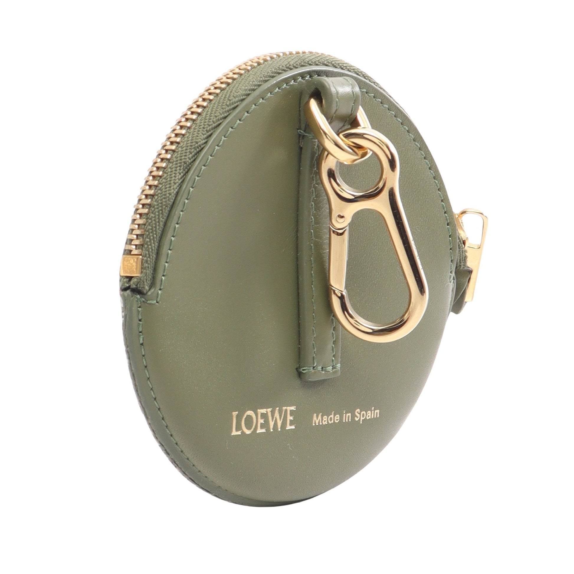 クッキーチャーム リピートアナグラム コインケース キャンバス レザー グリーン アイボリー ロエベ 財布・小物 LOEWE