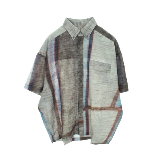 半袖 シャツ コットン シルク グレー マルチカラー ジョルジオアルマーニ トップス GIORGIO ARMANI