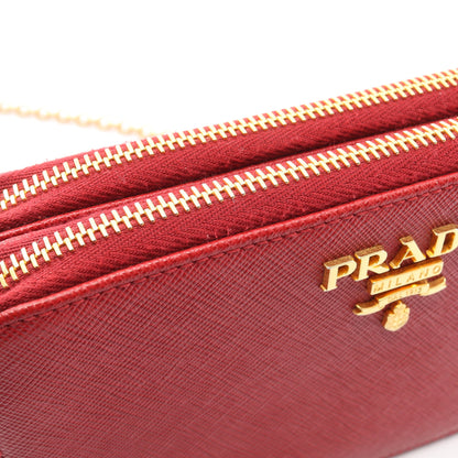 SAFFIANO METAL チェーンショルダーバッグ サフィアーノレザー レッド プラダ