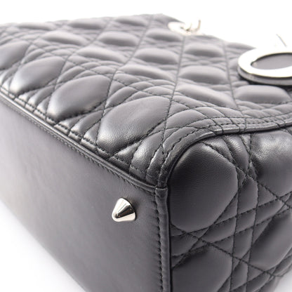 LADY DIOR レディディオール カナージュ ハンドバッグ レザー ブラック クリスチャンディオール