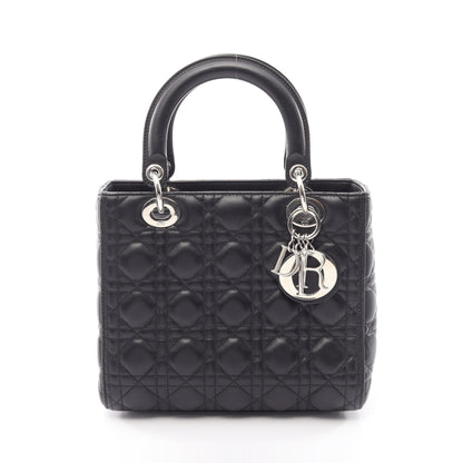 LADY DIOR レディディオール カナージュ ハンドバッグ レザー ブラック クリスチャンディオール