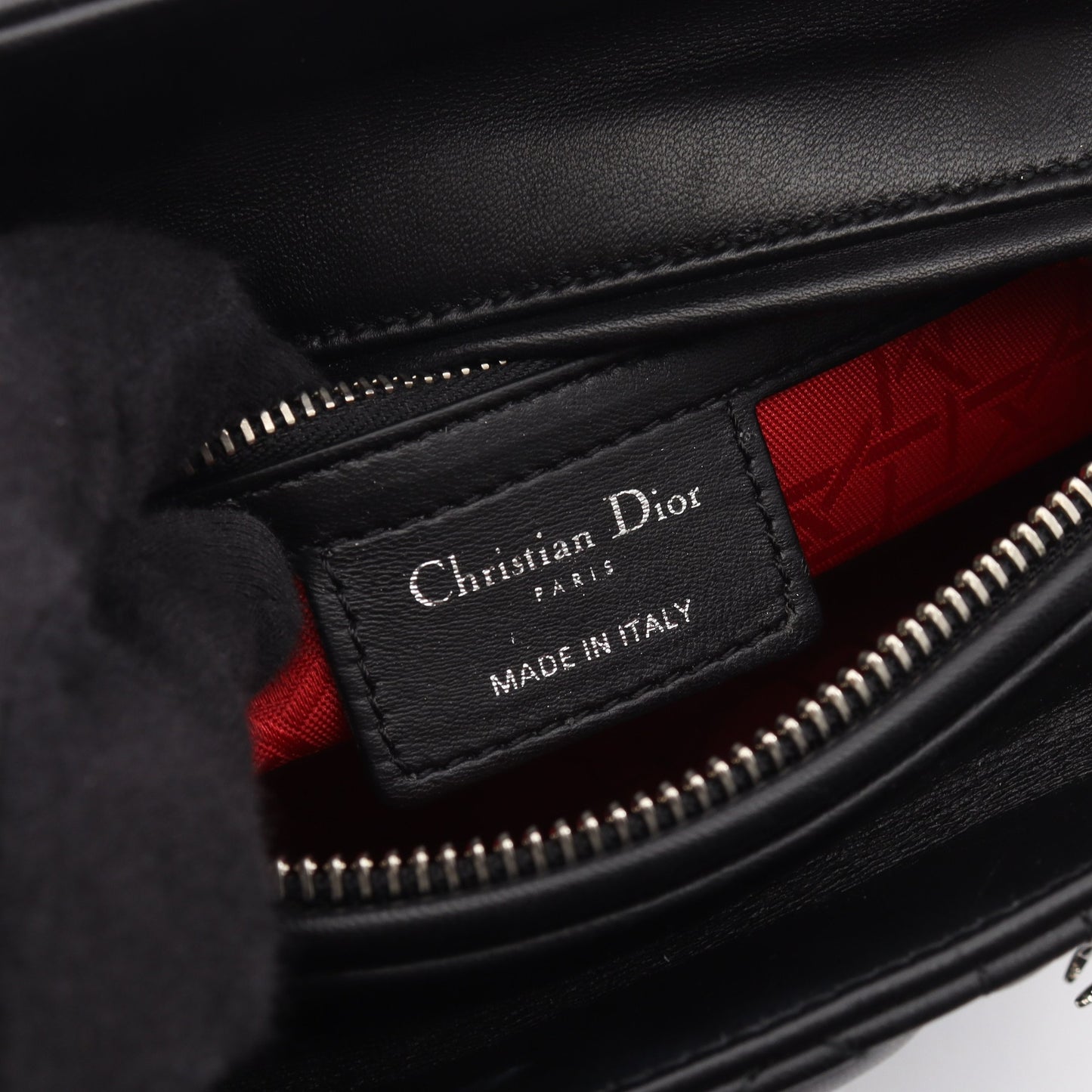 LADY DIOR レディディオール カナージュ ハンドバッグ レザー ブラック クリスチャンディオール
