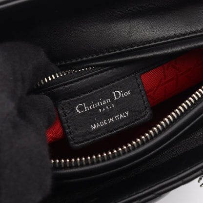 LADY DIOR レディディオール カナージュ ハンドバッグ レザー ブラック クリスチャンディオール