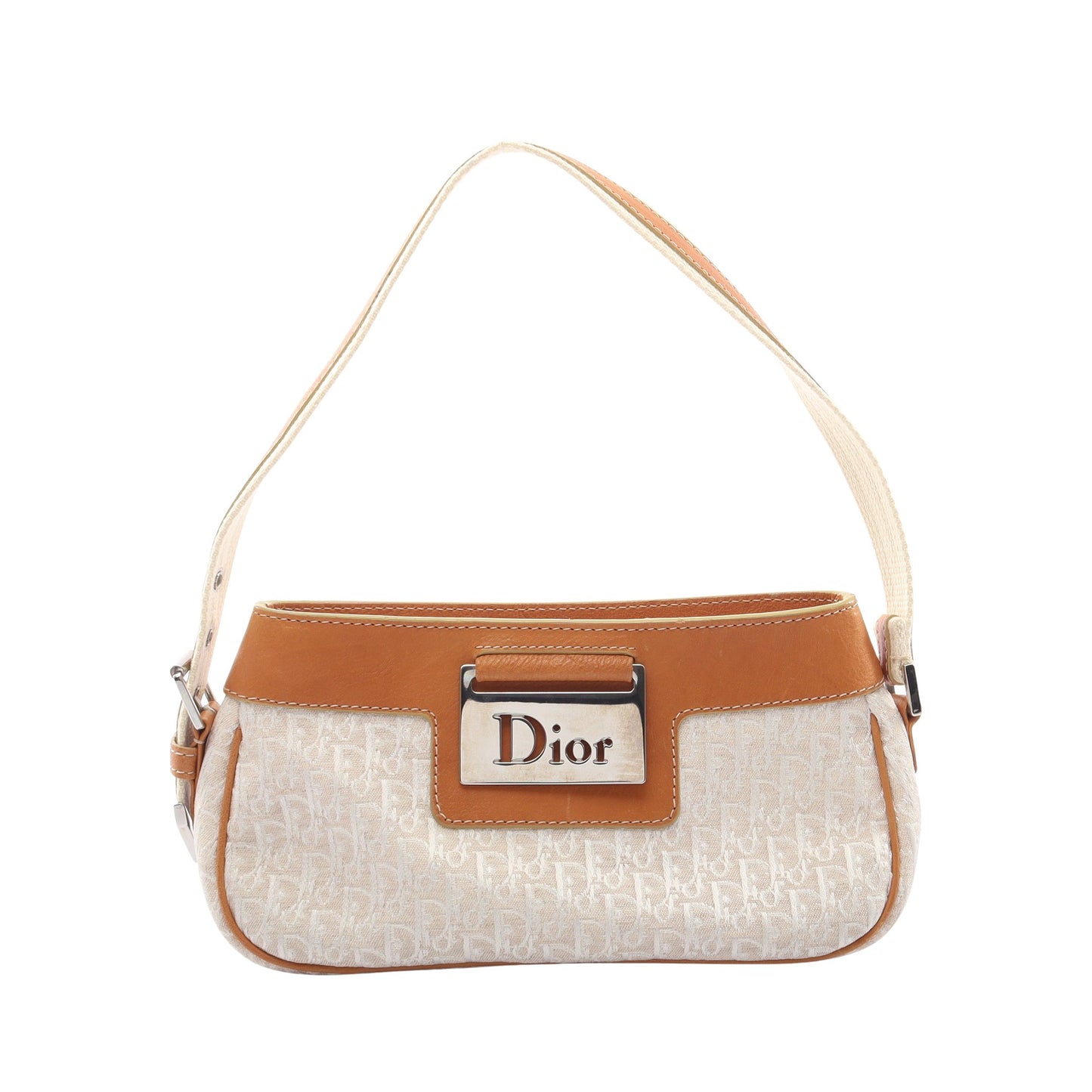 ストリートシック トロッター ハンドバッグ キャンバス レザー アイボリー ライトブラウン クリスチャンディオール バッグ Christian Dior