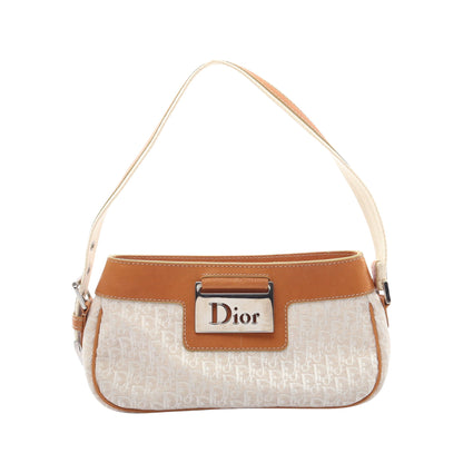 ストリートシック トロッター ハンドバッグ キャンバス レザー アイボリー ライトブラウン クリスチャンディオール バッグ Christian Dior