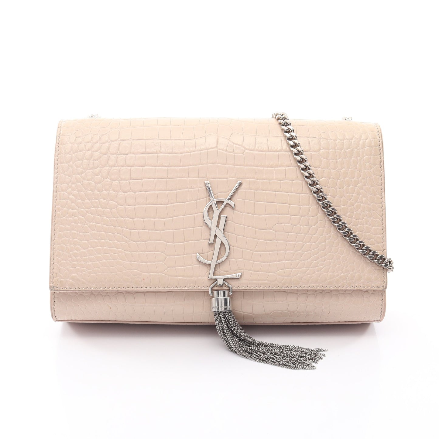 ケイト モノグラム クロコ型押し チェーンショルダーバッグ レザー ライトベージュ サンローランパリ バッグ SAINT LAURENT PARIS