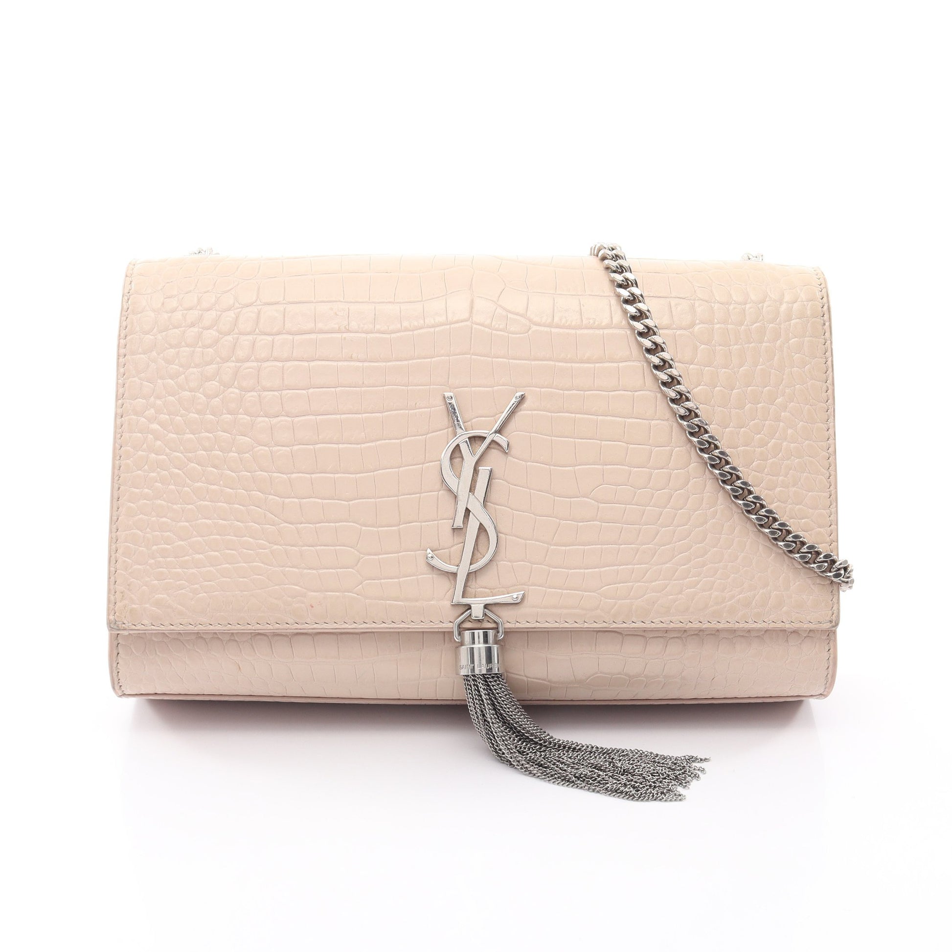 ケイト モノグラム クロコ型押し チェーンショルダーバッグ レザー ライトベージュ サンローランパリ バッグ SAINT LAURENT PARIS