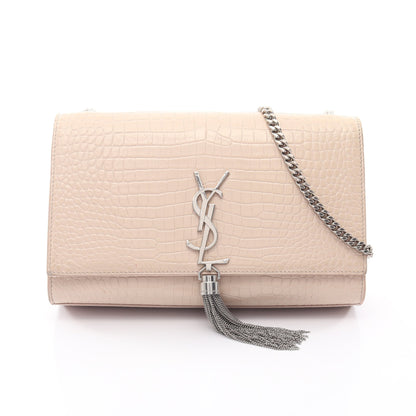 ケイト モノグラム クロコ型押し チェーンショルダーバッグ レザー ライトベージュ サンローランパリ バッグ SAINT LAURENT PARIS