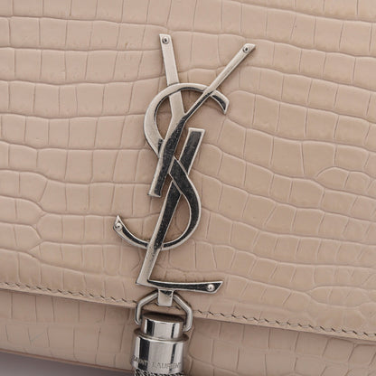 ケイト モノグラム クロコ型押し チェーンショルダーバッグ レザー ライトベージュ サンローランパリ バッグ SAINT LAURENT PARIS
