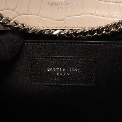 ケイト モノグラム クロコ型押し チェーンショルダーバッグ レザー ライトベージュ サンローランパリ バッグ SAINT LAURENT PARIS