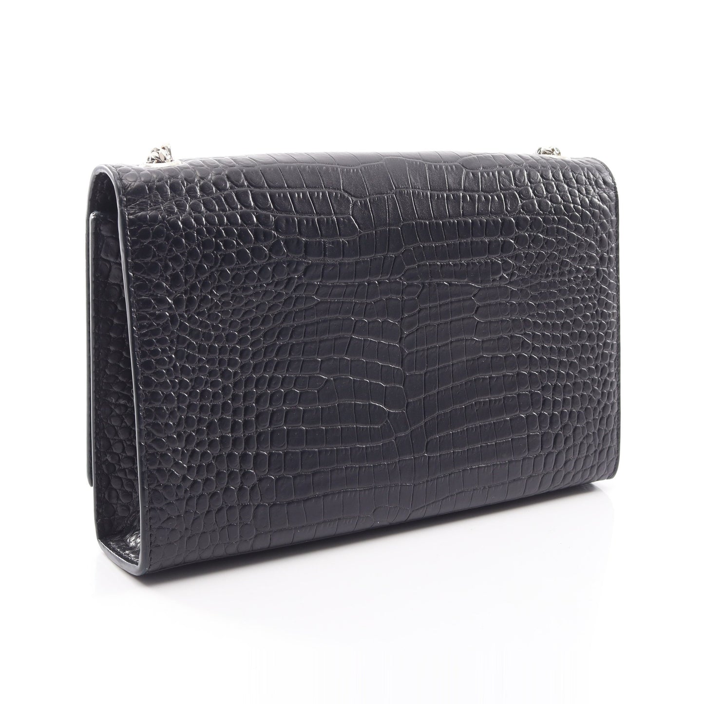 ケイト モノグラム クロコ型押し チェーンショルダーバッグ レザー ブラック サンローランパリ バッグ SAINT LAURENT PARIS