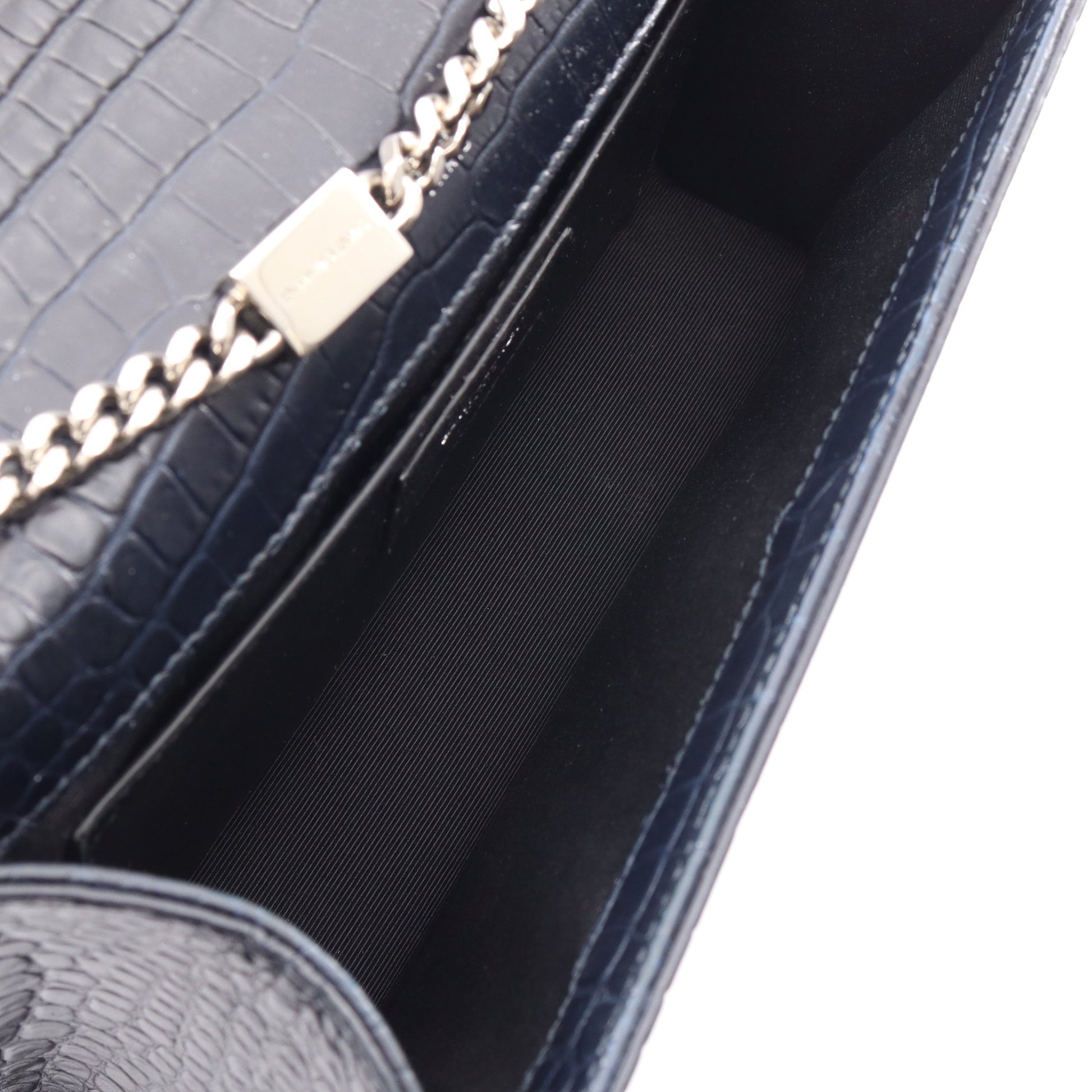 ケイト モノグラム クロコ型押し チェーンショルダーバッグ レザー ブラック サンローランパリ バッグ SAINT LAURENT PARIS