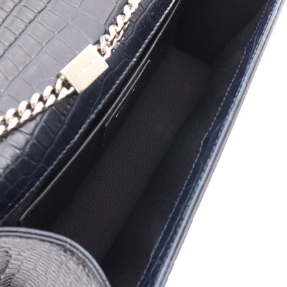 ケイト モノグラム クロコ型押し チェーンショルダーバッグ レザー ブラック サンローランパリ バッグ SAINT LAURENT PARIS