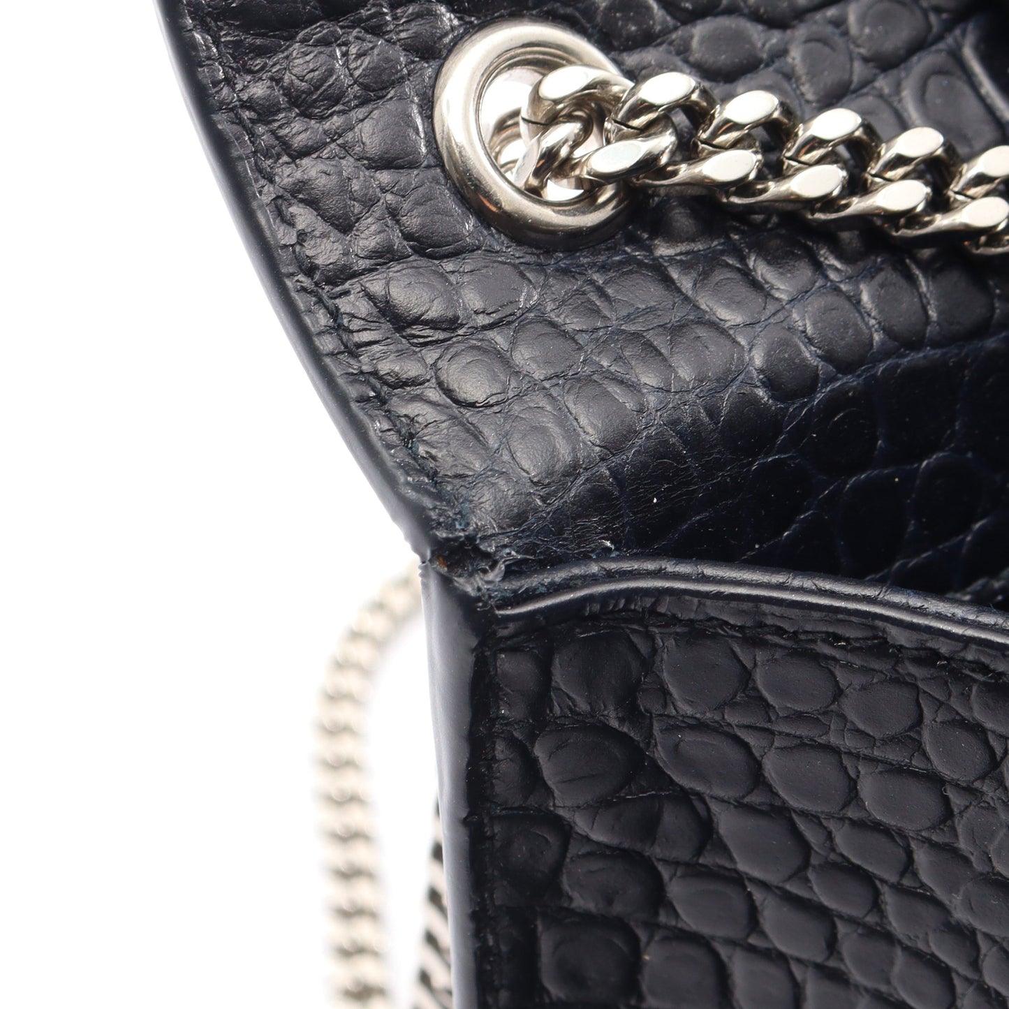 ケイト モノグラム クロコ型押し チェーンショルダーバッグ レザー ブラック サンローランパリ バッグ SAINT LAURENT PARIS