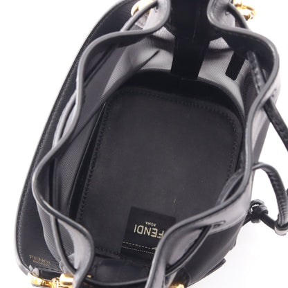 ミニ モントレゾール メッシュ 2WAY ハンドバッグ ナイロン レザー ブラック フェンディ