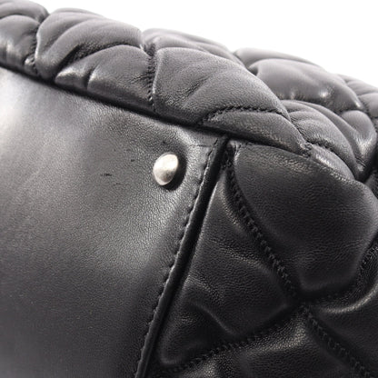 バブルキルト チェーンショルダーバッグ ラムスキン ブラック シルバー金具 シャネル