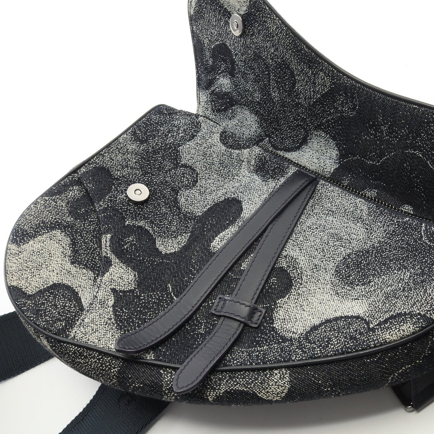 DIOR × PETER DOIG サドルバッグ ボディバッグ キャンバス レザー ネイビー アイボリー ディオール