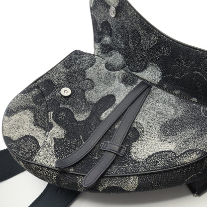 DIOR × PETER DOIG サドルバッグ ボディバッグ キャンバス レザー ネイビー アイボリー ディオール