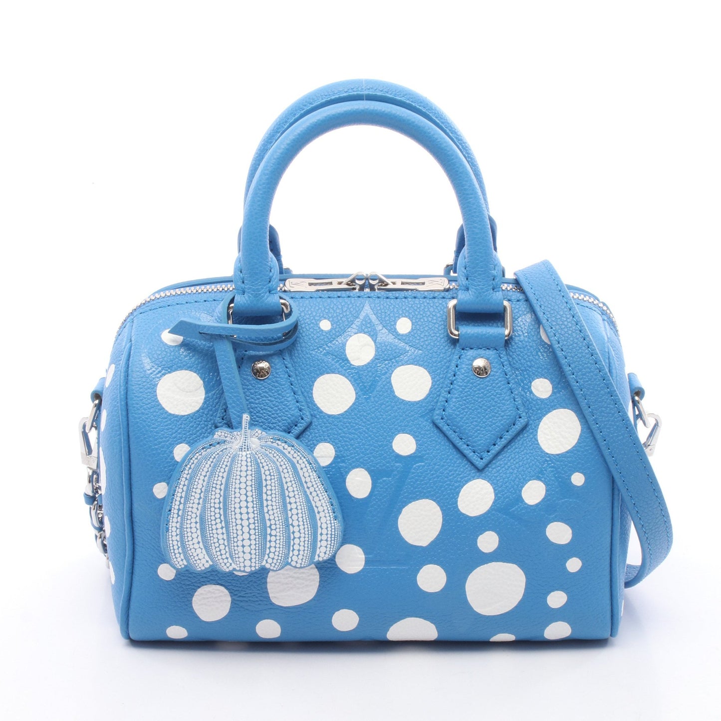 LOUIS VUITTON × yayoi kusama スピーディ バンドリエール20 インフィニティドット 2WAY ハンドバッグ レザー ブルー ホワイト ルイヴィトン