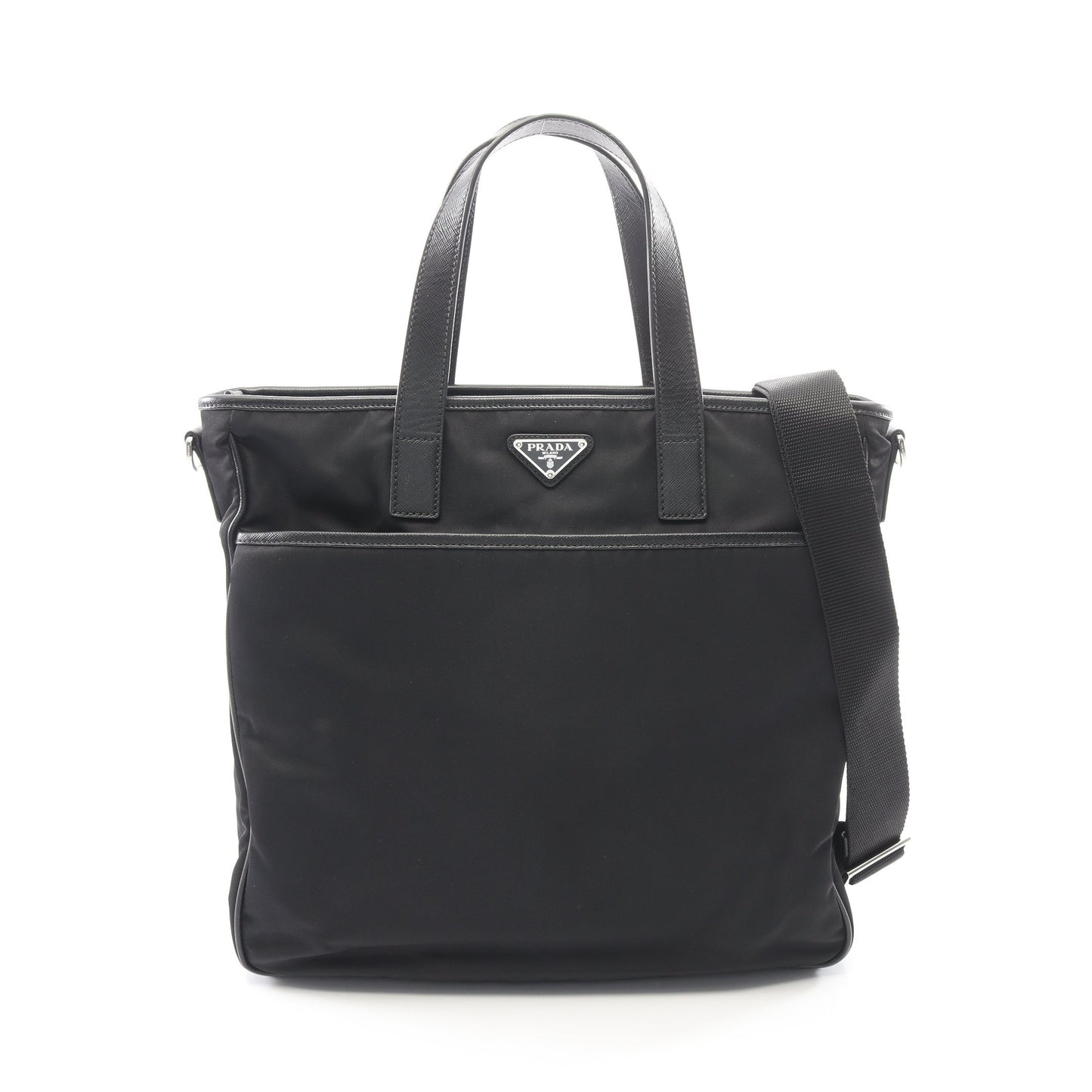 TESSUTO+SAFFIANO 2WAY ビジネスバッグ ナイロン サフィアーノレザー ブラック プラダ