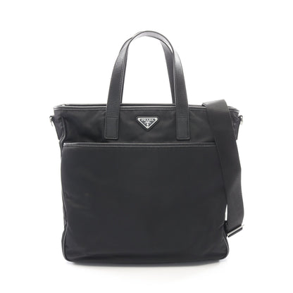 TESSUTO+SAFFIANO 2WAY ビジネスバッグ ナイロン サフィアーノレザー ブラック プラダ