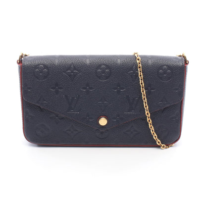 ポシェット フェリシー モノグラム アンプラント マリーヌルージュ チェーンウォレット レザー ネイビー レッド ルイヴィトン バッグ LOUIS VUITTON