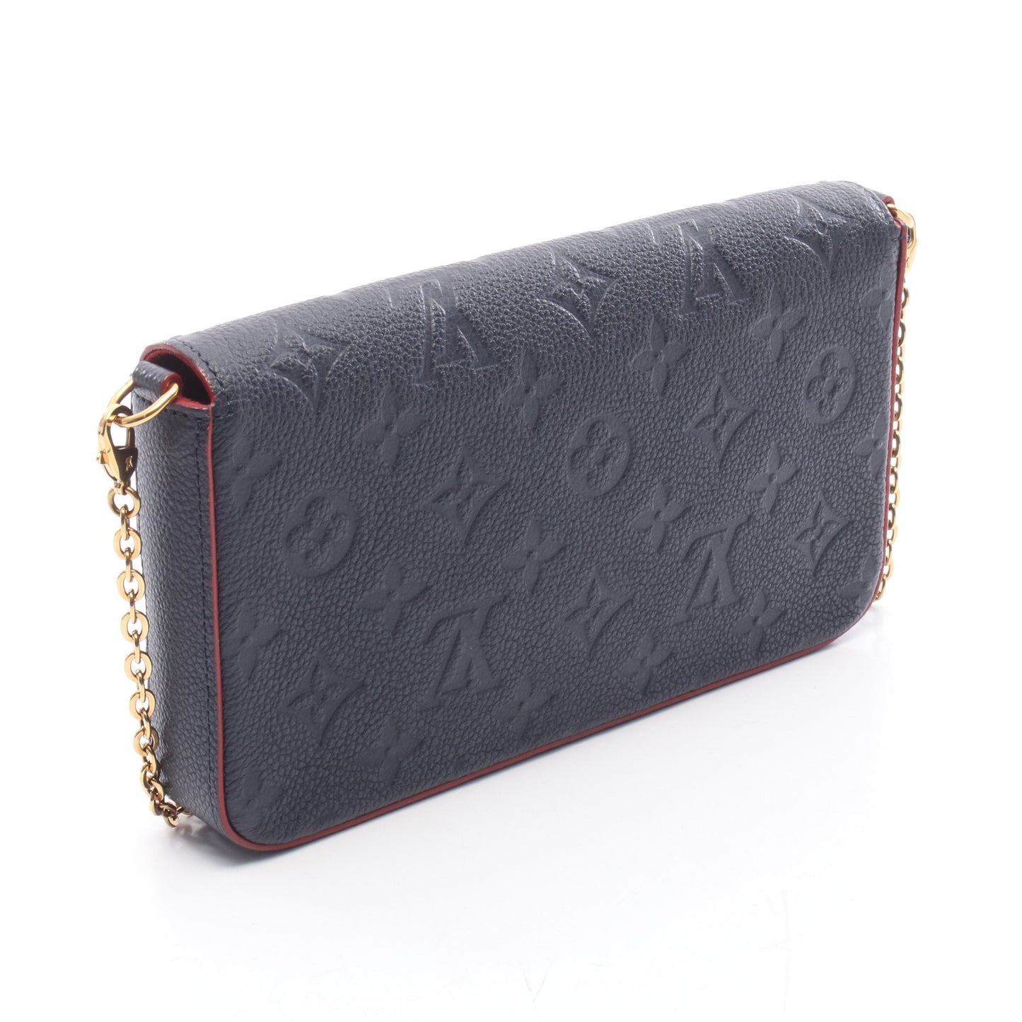 ポシェット フェリシー モノグラム アンプラント マリーヌルージュ チェーンウォレット レザー ネイビー レッド ルイヴィトン バッグ LOUIS VUITTON