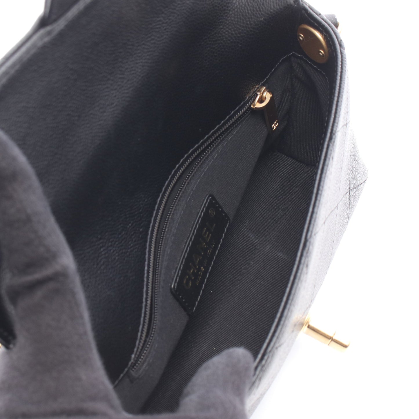 ミニマトラッセ トップハンドル 2WAY チェーンショルダーバッグ キャビアスキン ブラック ゴールド金具 シャネル