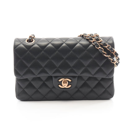 マトラッセ Wフラップ Wチェーンショルダーバッグ ラムスキン ブラック ゴールド金具 シャネル バッグ CHANEL