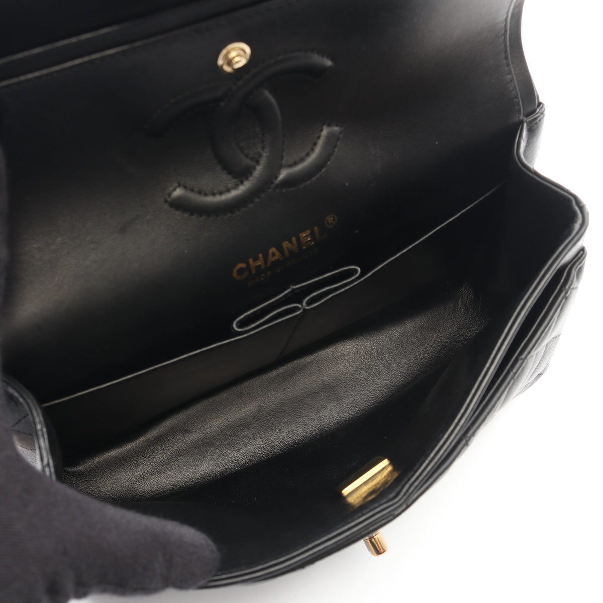 マトラッセ Wフラップ Wチェーンショルダーバッグ ラムスキン ブラック ゴールド金具 シャネル バッグ CHANEL