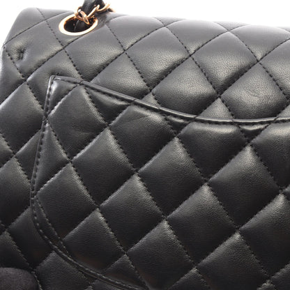 マトラッセ Wフラップ Wチェーンショルダーバッグ ラムスキン ブラック ゴールド金具 シャネル バッグ CHANEL