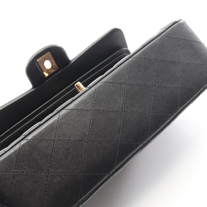 マトラッセ Wフラップ Wチェーンショルダーバッグ ラムスキン ブラック ゴールド金具 シャネル バッグ CHANEL