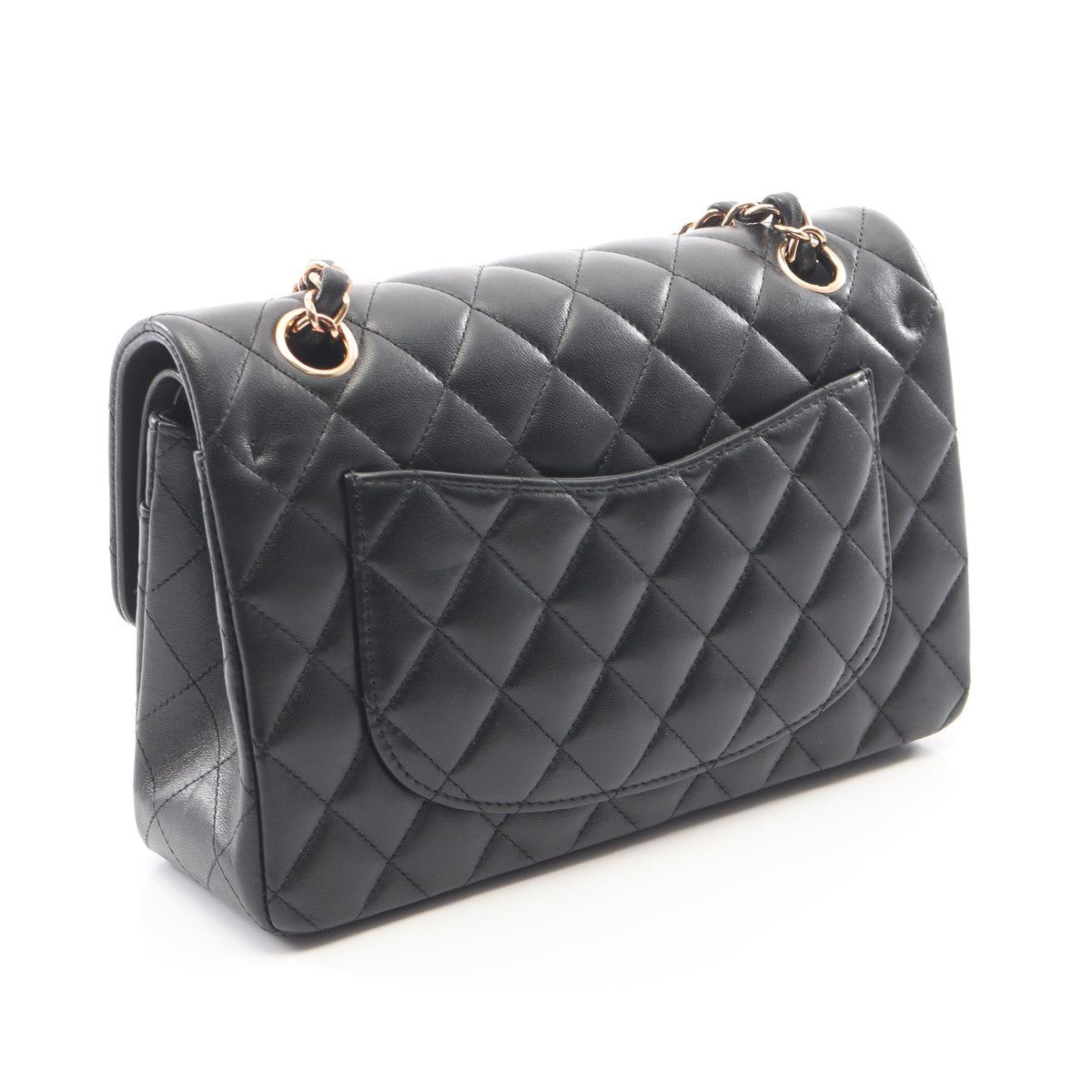 マトラッセ Wフラップ Wチェーンショルダーバッグ ラムスキン ブラック ゴールド金具 シャネル バッグ CHANEL