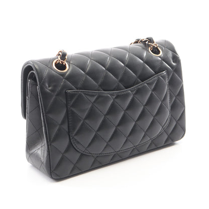 マトラッセ Wフラップ Wチェーンショルダーバッグ ラムスキン ブラック ゴールド金具 シャネル バッグ CHANEL