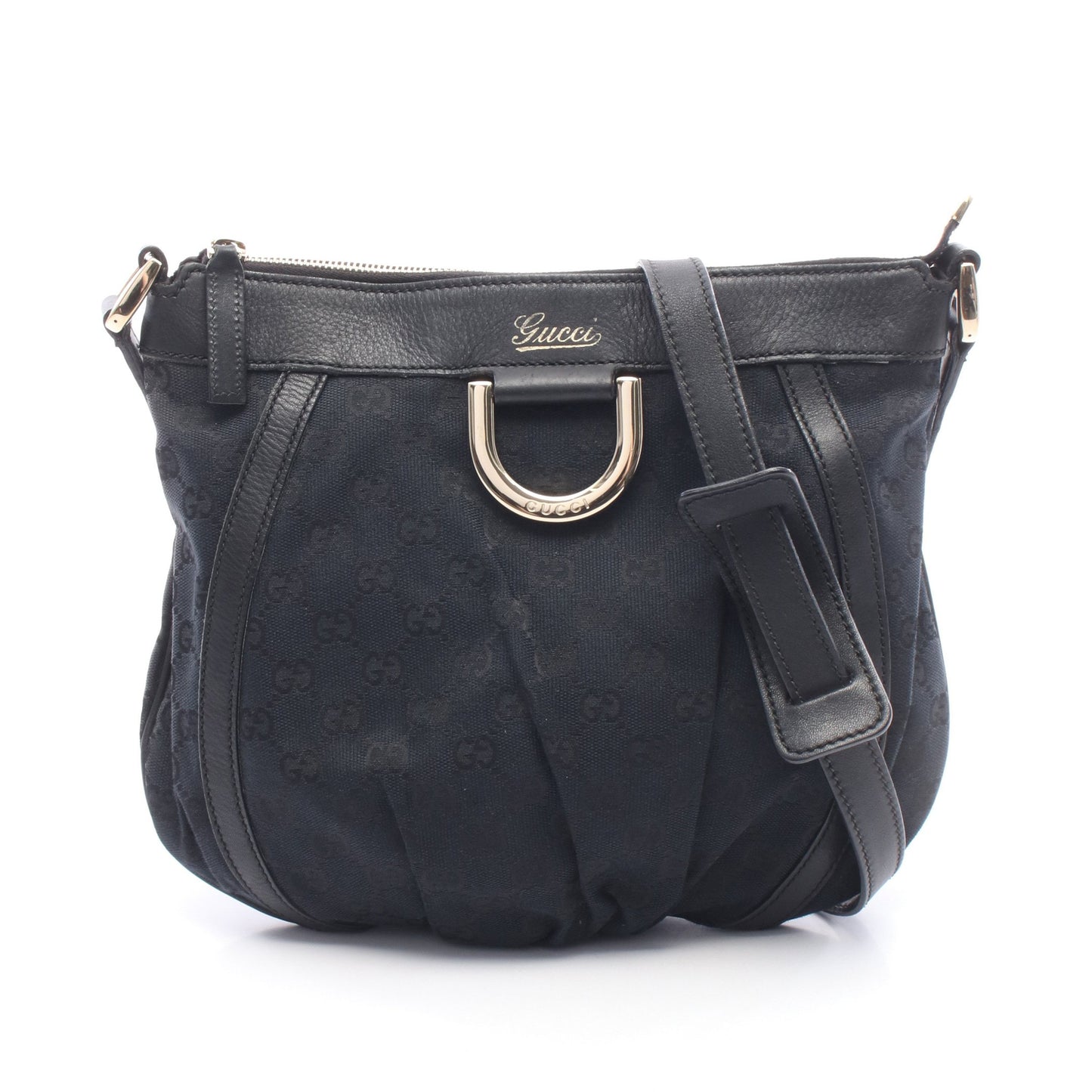 アビー GGキャンバス ショルダーバッグ キャンバス レザー ブラック グッチ バッグ GUCCI