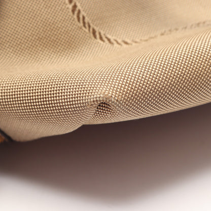 LOGO JACQUARD ロゴジャガード 2WAY ハンドバッグ キャンバス レザー ベージュ ダークブラウン プラダ
