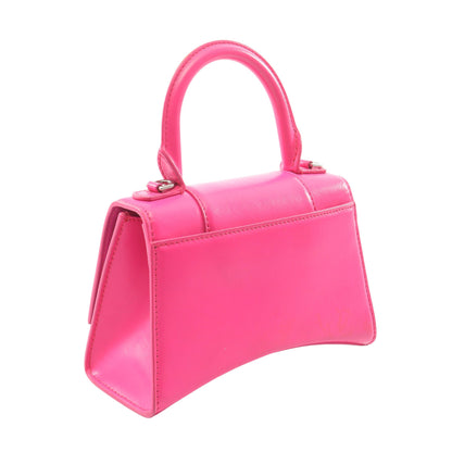 HOURGLASS XS 2WAY ハンドバッグ レザー ピンクパープル バレンシアガ