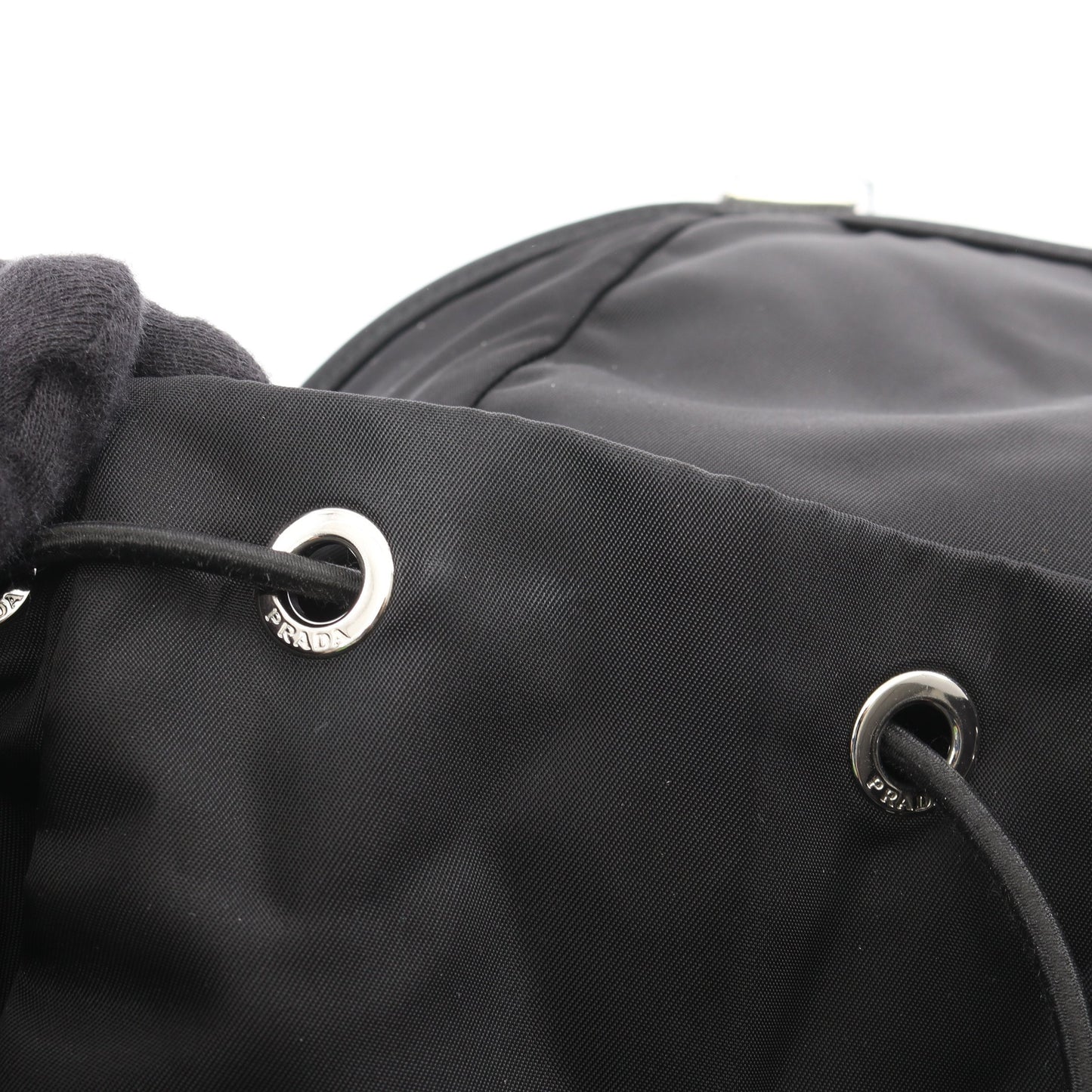 Re-Nylon バックパック リュックサック ナイロン サフィアーノレザー ブラック プラダ