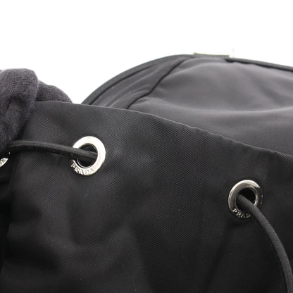 Re-Nylon バックパック リュックサック ナイロン サフィアーノレザー ブラック プラダ