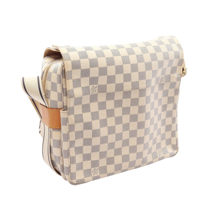 ナヴィグリオ ダミエアズール ショルダーバッグ PVC レザー ホワイト ルイヴィトン バッグ LOUIS VUITTON