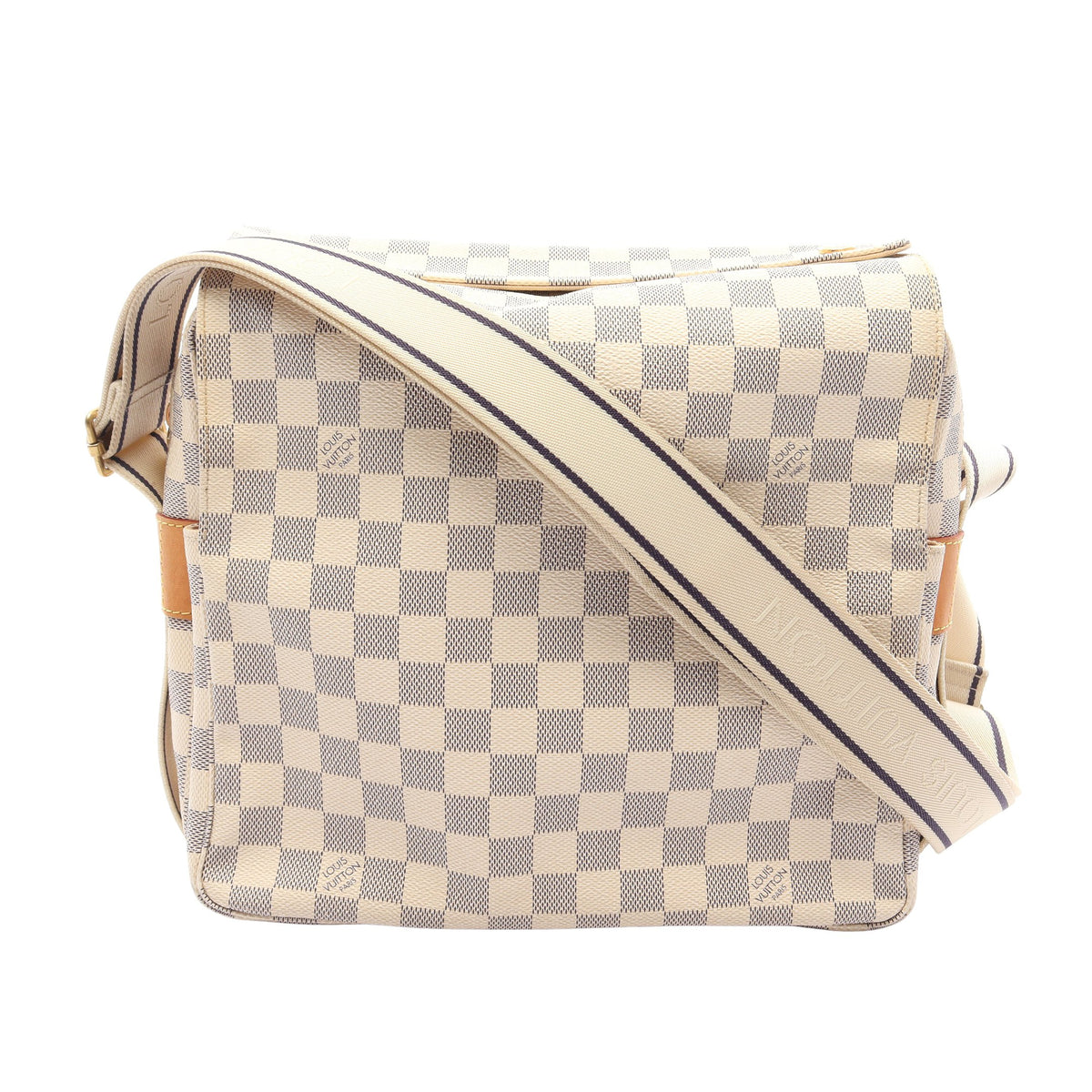 ナヴィグリオ ダミエアズール ショルダーバッグ PVC レザー ホワイト ルイヴィトン バッグ LOUIS VUITTON